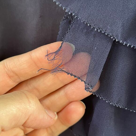 Dior Women's Navy/Purple 100% Silk Ruffled Mini Dress Size L - Picture 8 of 14